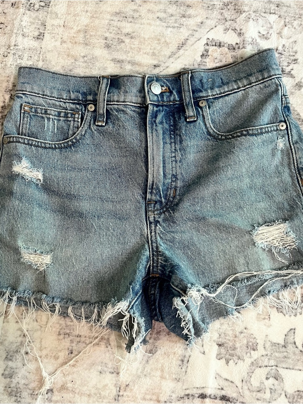 Madewell Distressed The Perfect Short Denim Cutoff Shorts
